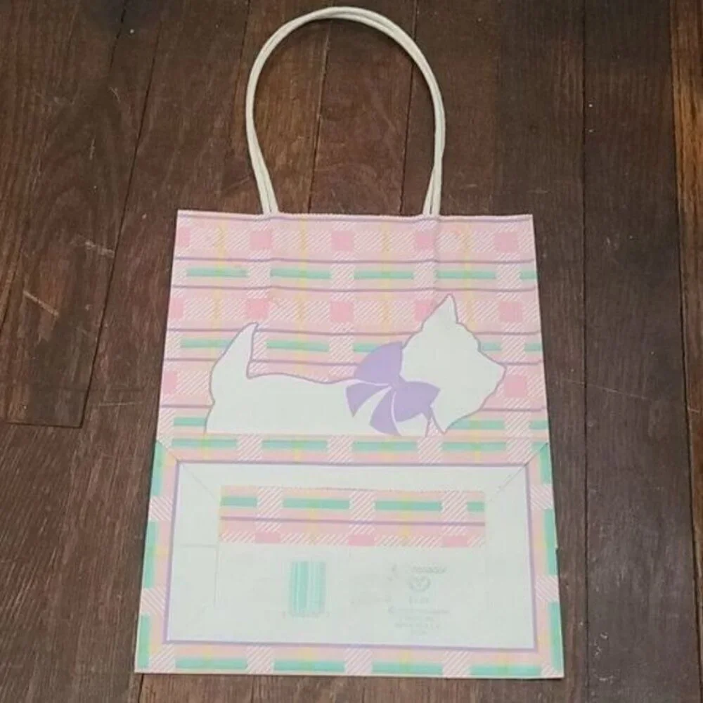 Vintage 80s Pastel Kawaii Scotty Dog Gift Bag
